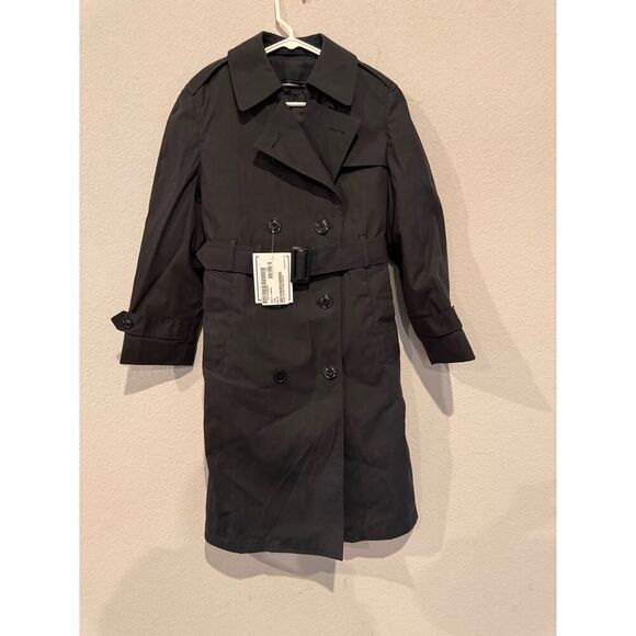 DLA Garrison Collection Unisex Size 8S Black Military Trench Coat Navy‎ Blue NWT - Picture 1 of 5